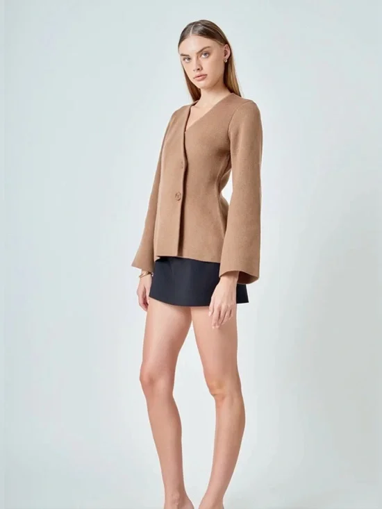 ENDLESS ROSE Wrap Sweater Cardigan in Color Mousse - Picture 4 of 9